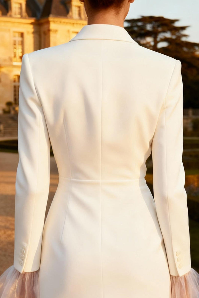 Load image into Gallery viewer, White Peak Lapel Single Breasted Short Work Dress