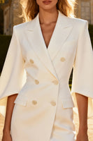 Load image into Gallery viewer, White Peak Lapel Short Work Blazer Dress