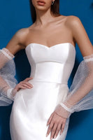 Load image into Gallery viewer, White Sweetheart Satin Bodycon Midi Engagement Dress