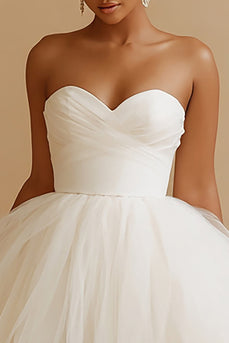White Sweetheart A Line Tulle Short Bachelorette Dress