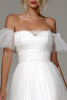 Load image into Gallery viewer, White Tulle A Line Off the Shoulder Midi Engagement Dress