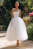 Load image into Gallery viewer, Simple White Strapless A Line Tulle Long Engagement Dress