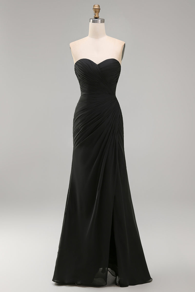 Load image into Gallery viewer, White Chiffon Sweetheart Long Engagement Dress with Slit