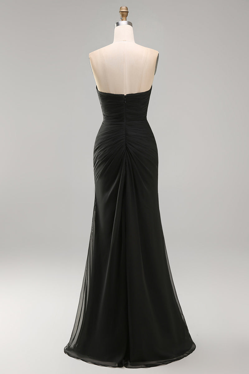 Load image into Gallery viewer, White Chiffon Sweetheart Long Engagement Dress with Slit