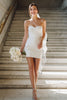 Load image into Gallery viewer, Simple White Sweetheart Jacquard Bodycon Short Wedding Dress