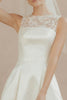 Load image into Gallery viewer, White Satin A Line Round Neck Short Wedding Dress with Lace