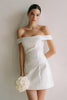 Load image into Gallery viewer, Simple White Satin Bodycon Off the Shoulder Short Wedding Dress