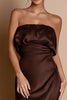 Load image into Gallery viewer, Coffee Satin Mermaid Strapless Long Formal Dress