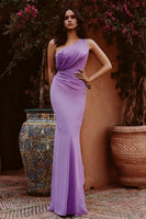 Load image into Gallery viewer, Tahiti Satin Mermaid One Shoulder Ruched Long Formal Dress