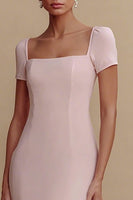 Load image into Gallery viewer, Simple Pink Sheath Square Neck Long Formal Dress with Sleeves
