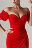 Load image into Gallery viewer, Red Mermaid Off the Shoulder Long Formal with Slit