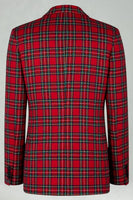 Load image into Gallery viewer, Black and Red Grid 2 Piece Notched Lapel Men Prom Suits