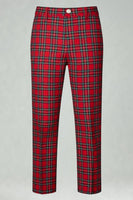 Load image into Gallery viewer, Black and Red Grid 2 Piece Notched Lapel Men Prom Suits