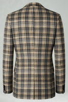 Load image into Gallery viewer, Brown and Grey Grid 2 Piece Notched Lapel Men Prom Suits