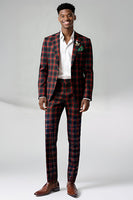 Load image into Gallery viewer, Brown and Grey Grid 2 Piece Notched Lapel Men Prom Suits