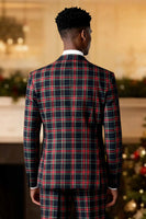 Load image into Gallery viewer, Brown and Grey Grid 2 Piece Notched Lapel Men Prom Suits