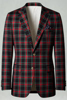 Load image into Gallery viewer, Brown and Grey Grid 2 Piece Notched Lapel Men Prom Suits