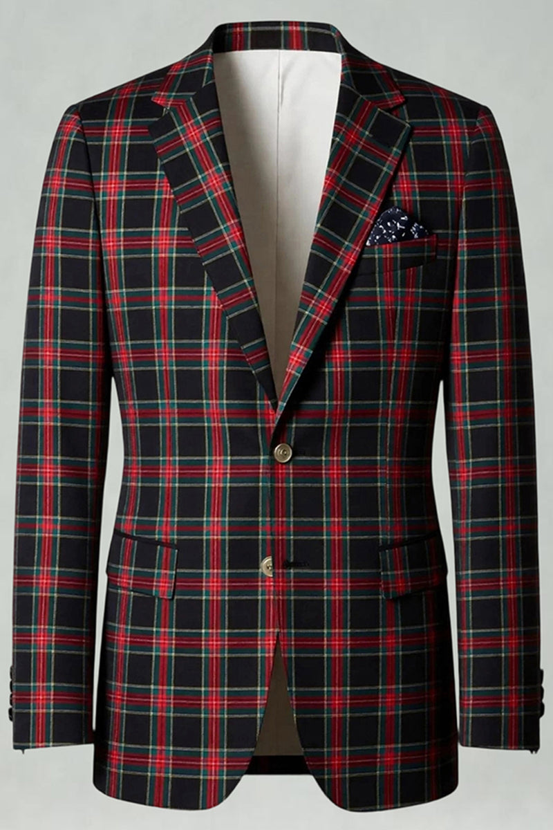 Load image into Gallery viewer, Brown and Grey Grid 2 Piece Notched Lapel Men Prom Suits