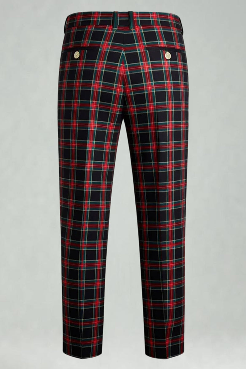 Load image into Gallery viewer, Brown and Grey Grid 2 Piece Notched Lapel Men Prom Suits