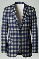 Load image into Gallery viewer, Brown and Grey Grid 2 Piece Notched Lapel Men Prom Suits