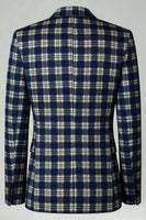 Load image into Gallery viewer, Brown and Grey Grid 2 Piece Notched Lapel Men Prom Suits