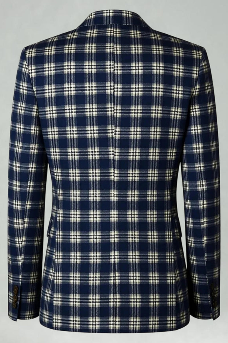 Load image into Gallery viewer, Brown and Grey Grid 2 Piece Notched Lapel Men Prom Suits