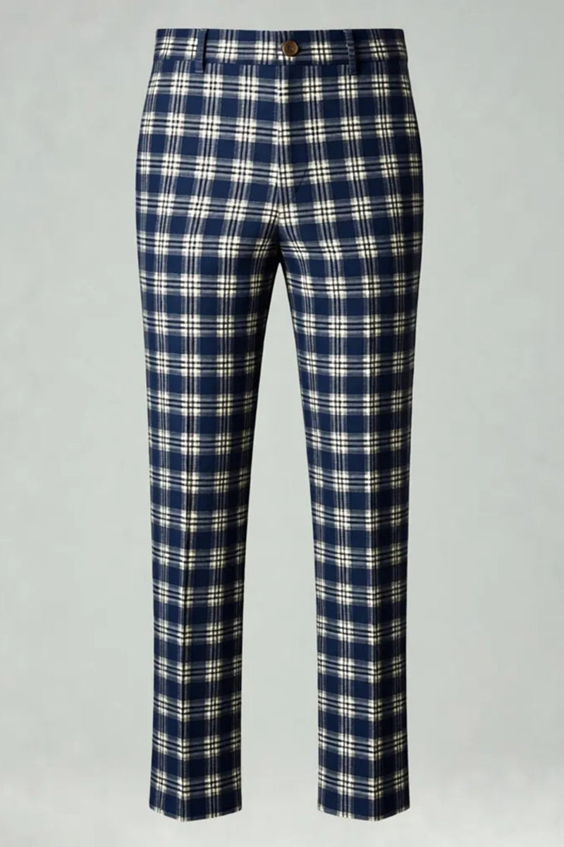 Load image into Gallery viewer, Brown and Grey Grid 2 Piece Notched Lapel Men Prom Suits