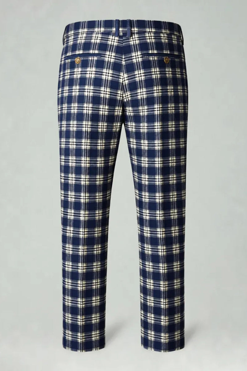 Load image into Gallery viewer, Brown and Grey Grid 2 Piece Notched Lapel Men Prom Suits