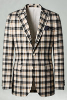 Load image into Gallery viewer, Black and Yellow Grid Notched Lapel Men Prom Suits