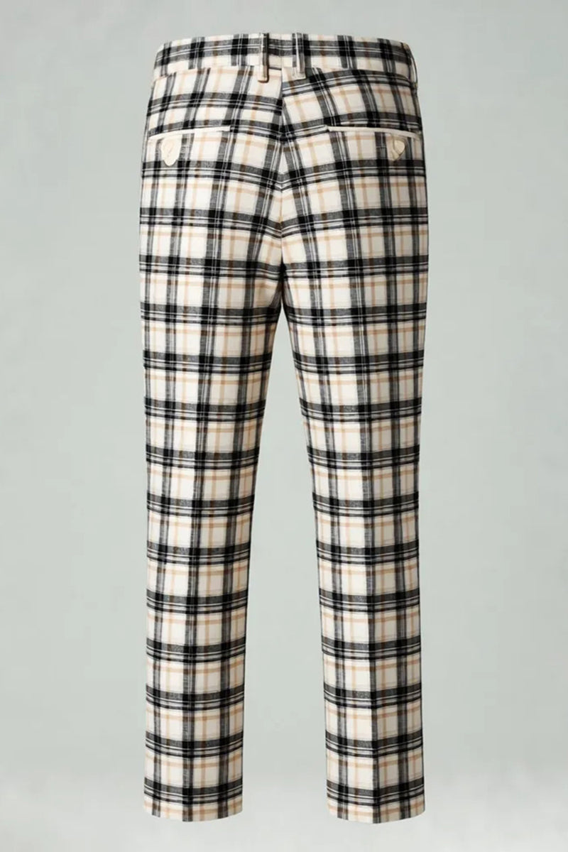 Load image into Gallery viewer, Black and Yellow Grid Notched Lapel Men Prom Suits