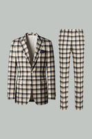 Load image into Gallery viewer, Black and Yellow Grid Notched Lapel Men Prom Suits