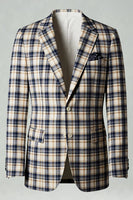 Load image into Gallery viewer, Black and Yellow Grid Notched Lapel Men Prom Suits