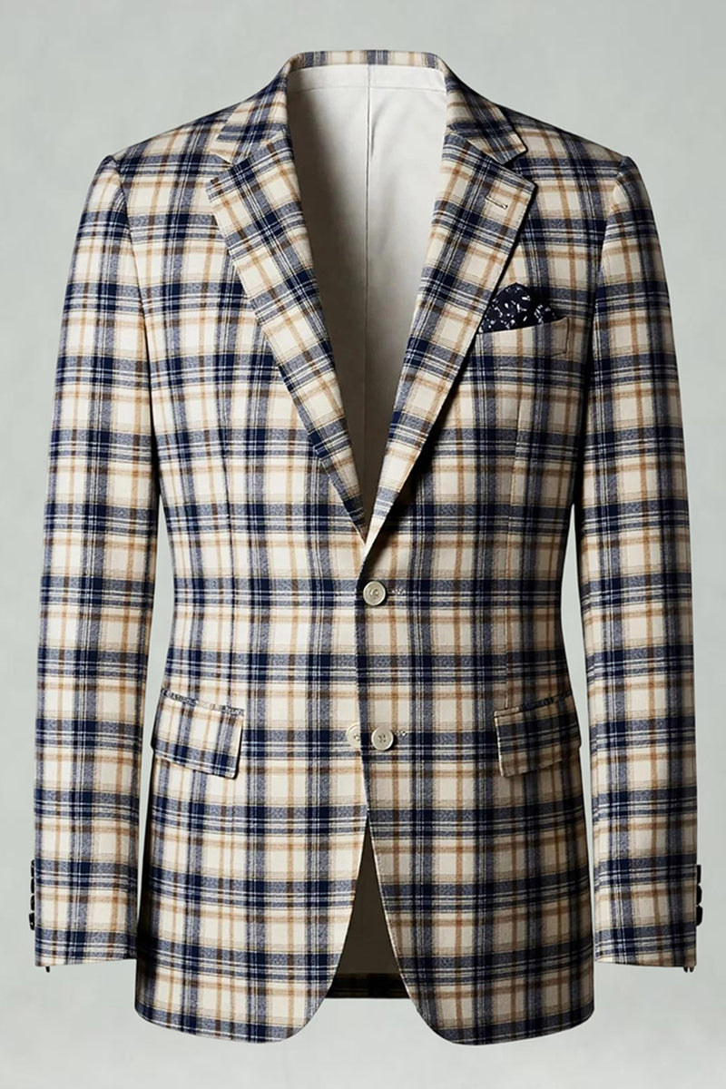 Load image into Gallery viewer, Black and Yellow Grid Notched Lapel Men Prom Suits