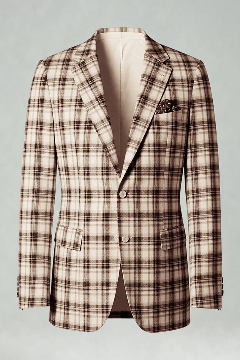 Load image into Gallery viewer, Black and Yellow Grid Notched Lapel Men Prom Suits