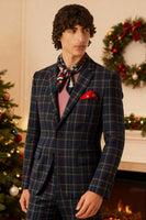 Load image into Gallery viewer, Black and Yellow Grid Notched Lapel Men Prom Suits