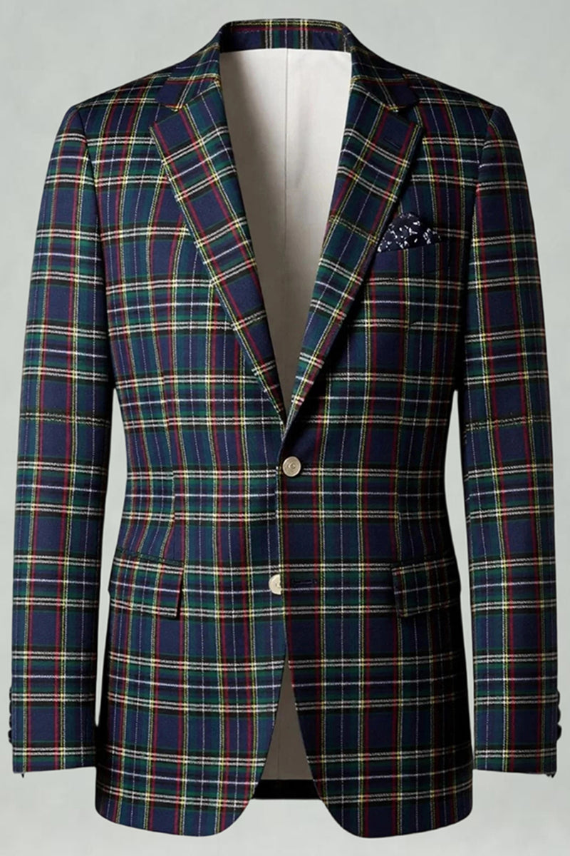 Load image into Gallery viewer, Black and Yellow Grid Notched Lapel Men Prom Suits