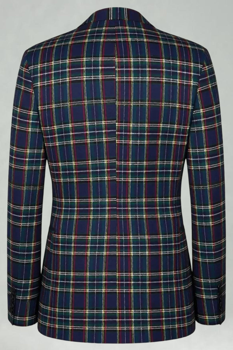 Load image into Gallery viewer, Black and Yellow Grid Notched Lapel Men Prom Suits