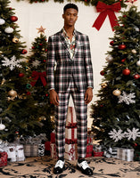 Load image into Gallery viewer, Black and Yellow Grid Notched Lapel Men Prom Suits