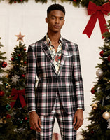 Load image into Gallery viewer, Black and Yellow Grid Notched Lapel Men Prom Suits