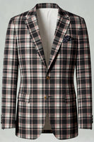 Load image into Gallery viewer, Black and Yellow Grid Notched Lapel Men Prom Suits