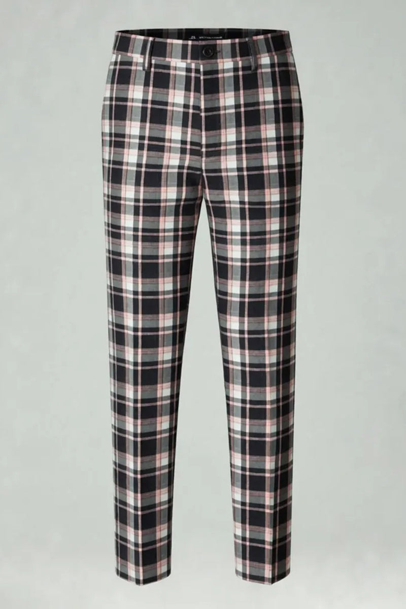 Load image into Gallery viewer, Black and Yellow Grid Notched Lapel Men Prom Suits