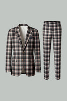 Load image into Gallery viewer, Black and Yellow Grid Notched Lapel Men Prom Suits