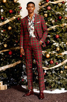 Load image into Gallery viewer, Black and Yellow Grid Notched Lapel Men Prom Suits