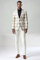 Load image into Gallery viewer, Blue and Green Grid 2 Piece Notched Lapel Men Prom Suits