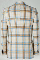 Load image into Gallery viewer, Blue and Green Grid 2 Piece Notched Lapel Men Prom Suits