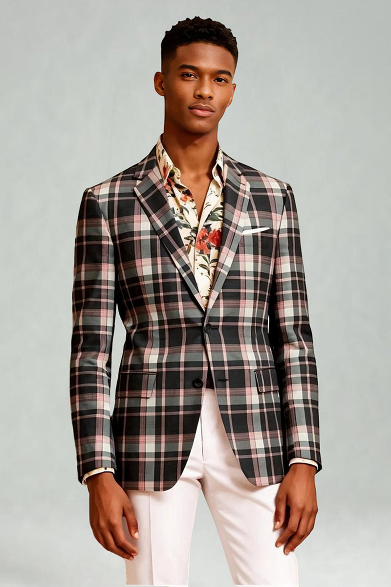 Load image into Gallery viewer, Blue and Green Grid 2 Piece Notched Lapel Men Prom Suits