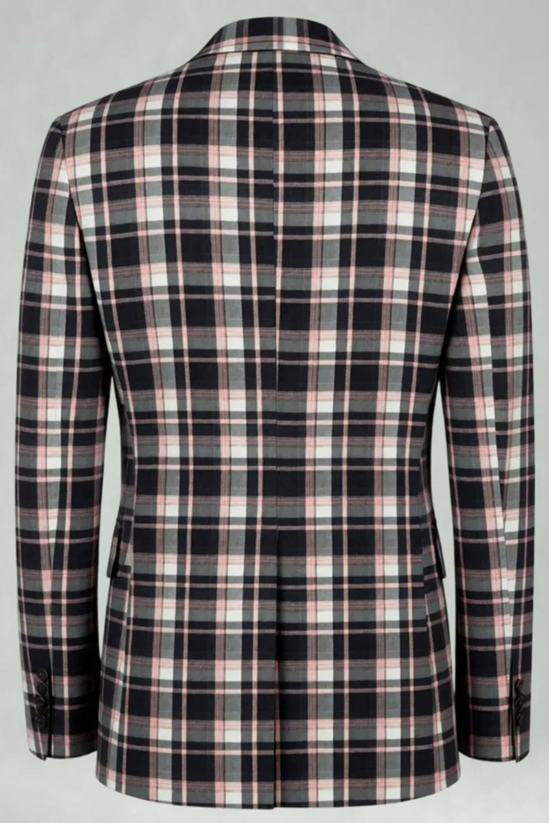 Load image into Gallery viewer, Blue and Green Grid 2 Piece Notched Lapel Men Prom Suits