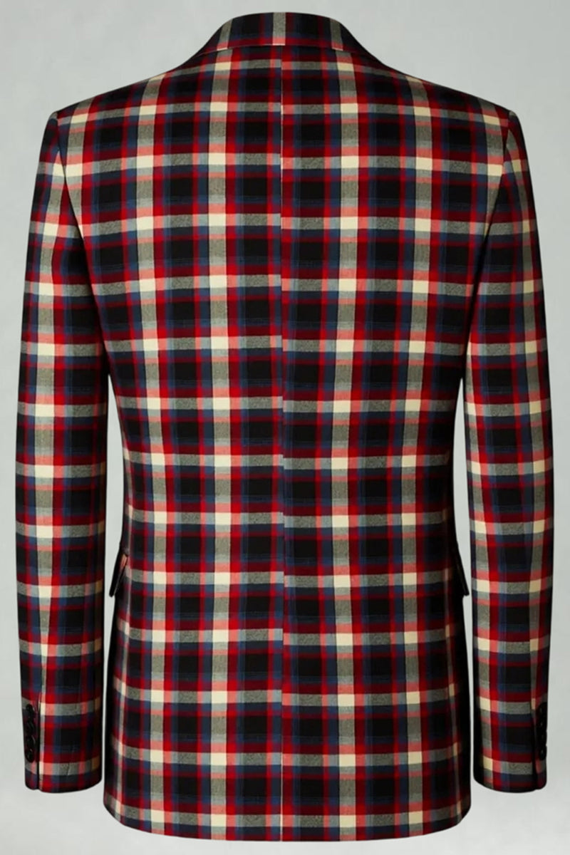 Load image into Gallery viewer, Blue and Green Grid 2 Piece Notched Lapel Men Prom Suits