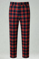 Load image into Gallery viewer, Black and Red Grid 2 Piece Double Breasted Peak Lapel Men Prom Suits