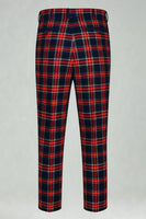 Load image into Gallery viewer, Black and Red Grid 2 Piece Double Breasted Peak Lapel Men Prom Suits